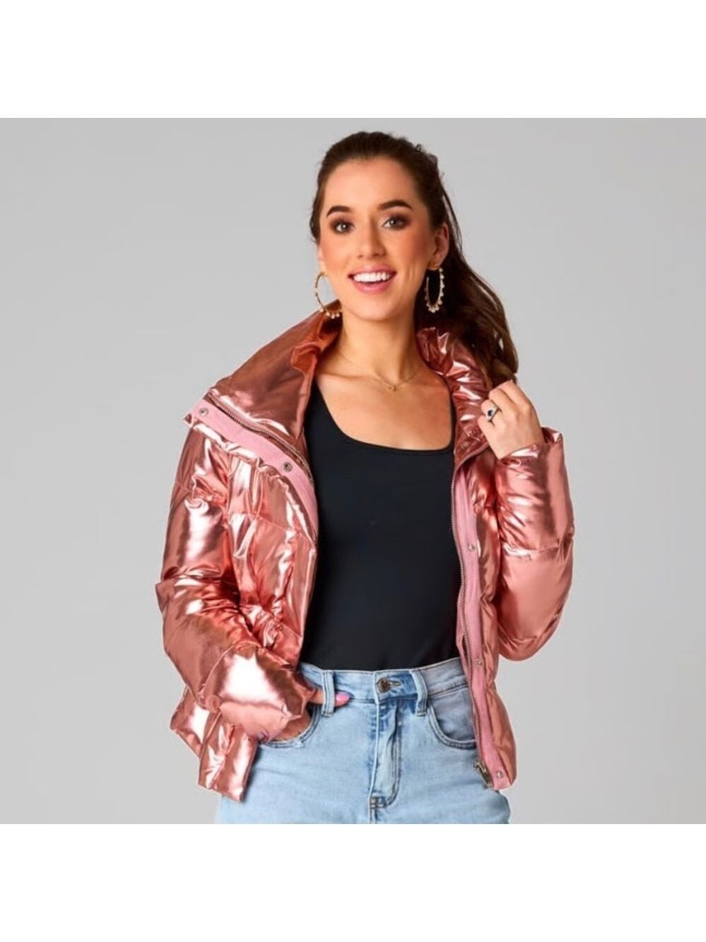 Buddy Love Rose Gold Puffer Jacket Medium